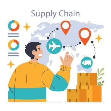 Vertical integration. Company's supply chain optimization and control. Stock Illustration