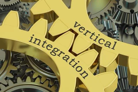 Vertical integration concept on the gearwheels, 3D rendering Stock Illustration