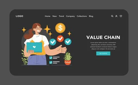 Vertical integration web or landing. Company's supply chain optimization 库存插图