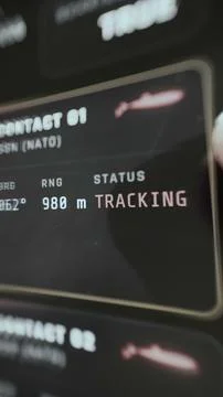 Vertical intelligence panel identifies SSN NATO contact 01 at bearing 062 Fotos de archivo