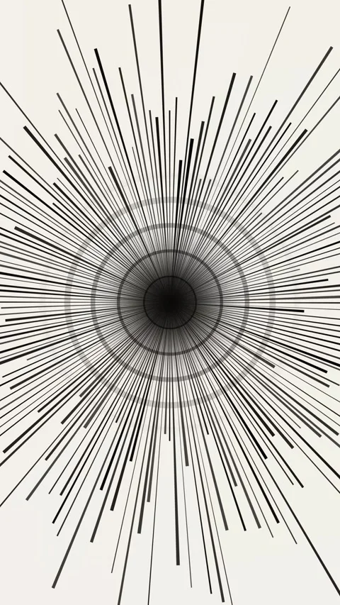 Vertical inverted black power charge radial lines on white background Stock Footage 340131535