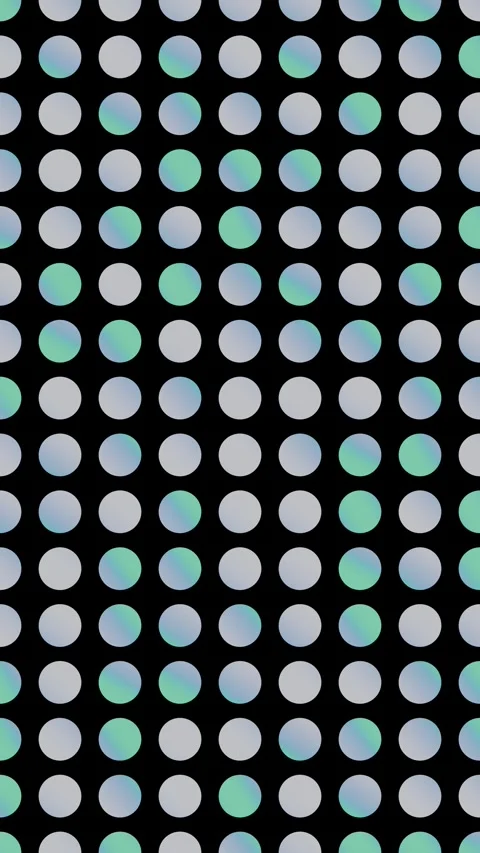 Vertical Iridescent Blue Green Circles Grid Pattern Stock Footage 331199684