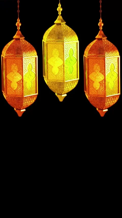 Vertical islamic lamp rotating animation, great for eid, ramadan lantern overlay Stock Footage 327220079