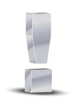 Vertical isolated 3D rendering of a silver exclamation mark Stock Illustration