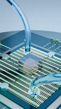 Vertical Isometric View of Quantum Motherboard, Vertical Photo Stock Photos