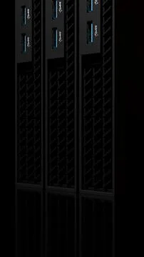 Vertical ISP server rack with metallic front panels isolated on black Stock Illustration