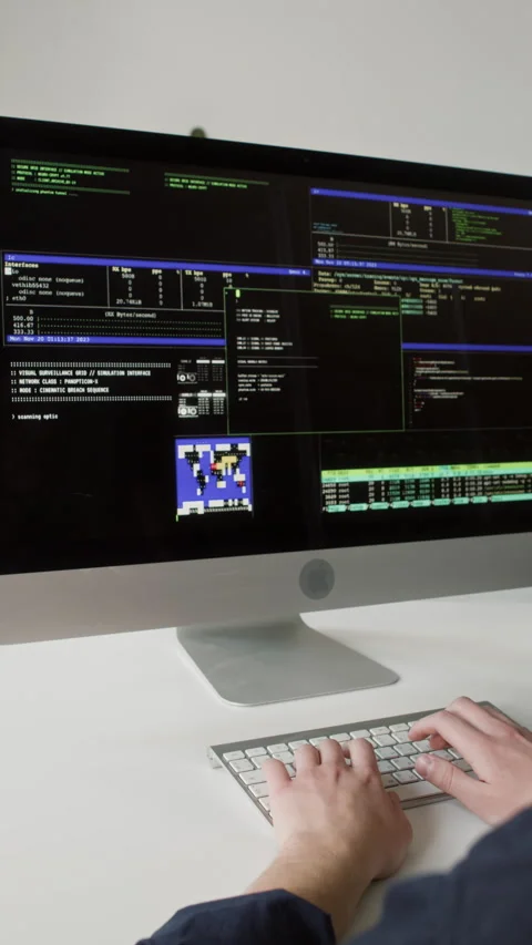 Vertical of IT Programmer Debugging Code on Computer Screen at Office Desk Video stock 330130361