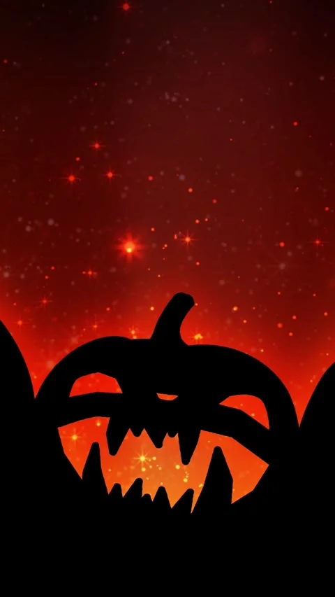 Vertical Jack O Lantern Silhouette on Orange 4K Loop Stock Footage 275617207