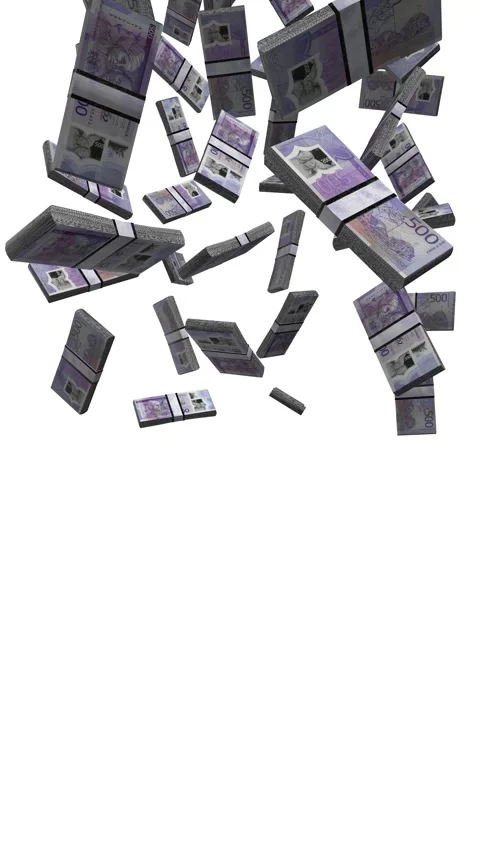 Vertical Jamaican Dollars Falling Animation Stacks Of Money On White Screen Stock-Footage 285270446