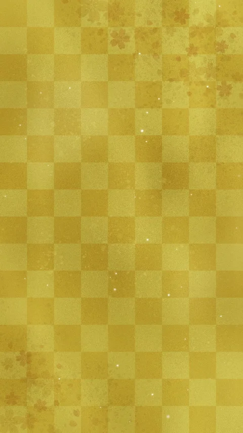 Vertical Japanese Gold Checkered Background with Sakura and Particles Stock Footage 337777466