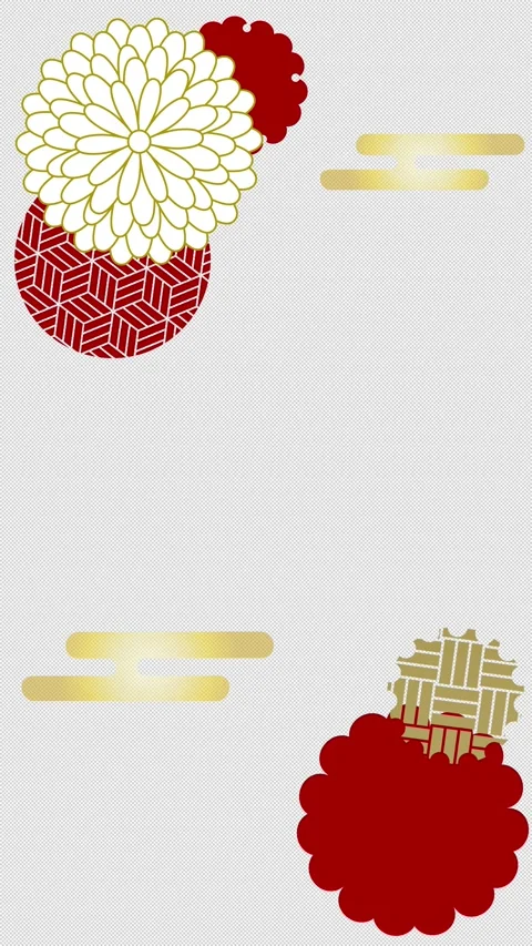 Vertical Japanese Motif Loop Animation Alpha Channel Stock Footage 346735816