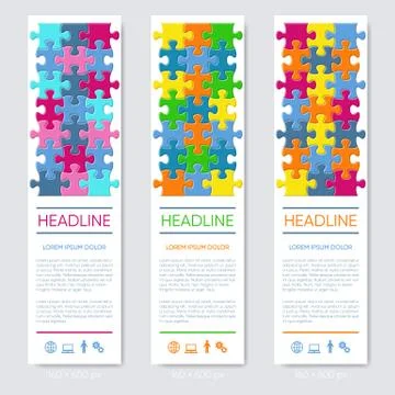 Vertical jigsaw puzzle banners Stock-Illustration