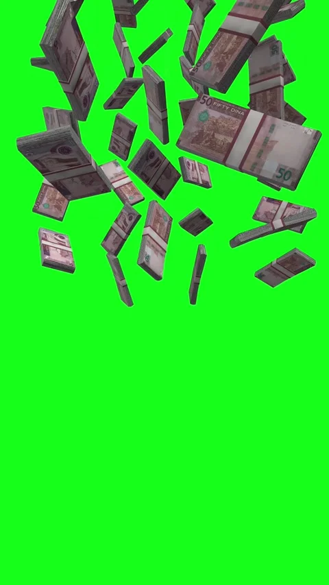 Vertical Jordanian Dinar Falling Animation Stacks Of Money on Green Screen Stock Footage 302844190