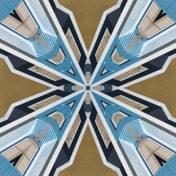 Vertical kaleidoscope pattern of an architectural design Stock Photos