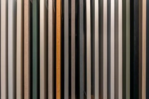 Vertical kitchen cabinet samples with colors and textures. Modern furniture.. Stock Photos