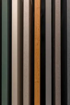 Vertical kitchen cabinet samples with materials and colors. Modern furnitur.. Stock Photos