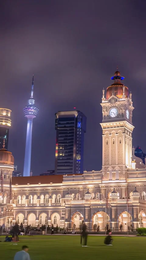 Vertical Kuala Lumpur Hyperlapse of Sultan Abdul Samad Building Stock Footage 344368526