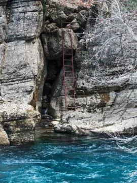 Vertical ladder in the mountain Stock Photos