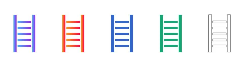 Vertical Ladder Vector Icons in Gradient Colors Stock Illustration