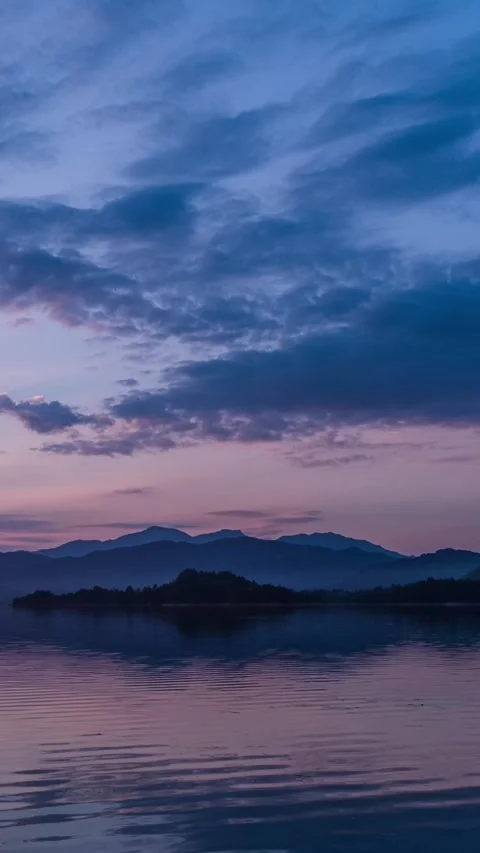 Vertical Lake Water Clouds Reflection Nature Motion Timelapse Stock Footage 327673024