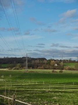 Vertical landscape shot with delineated fields Stock-Fotos