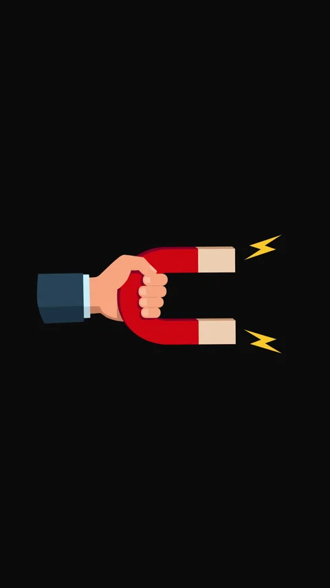 Vertical Lead Magnet Concept with Hand Holding Magnet Flat Illustration 스톡 동영상 341384686