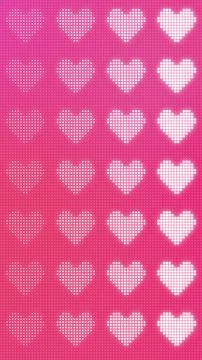 Vertical LED Dot White Hearts Pink Gradient Background Stock Illustration