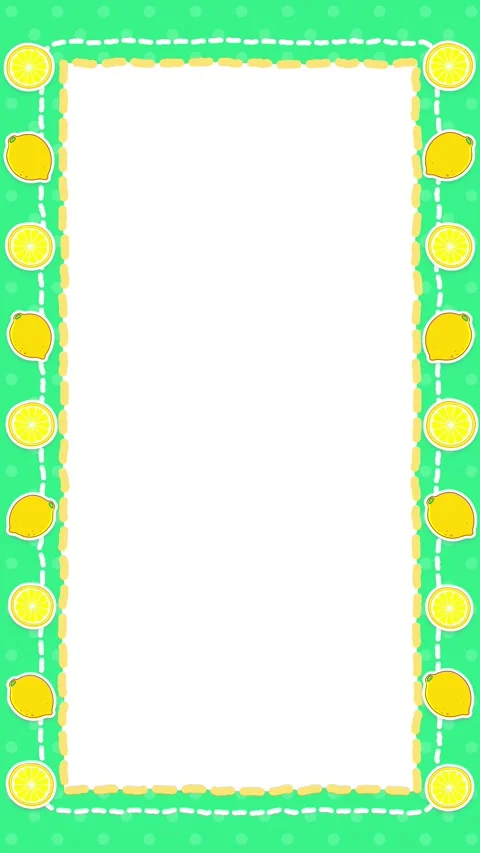 Vertical Lemon Fruit Border Animated Looping Frame Stock Footage 345705331