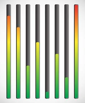 Vertical level indicator set with color code (Red at high level) Stockillustratie