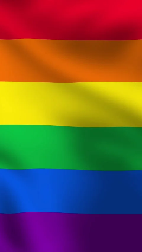 A vertical LGBTQ+ flag, featuring vibrant colors. Vidéo 308665336