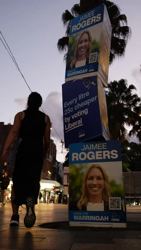 Vertical Liberal Candidate in 2025 Australian Federal Election 6K Stock Footage 307475885