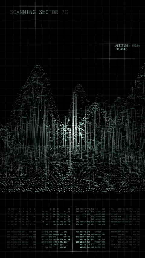 Vertical LIDAR Radar Scanner HUD Grid for High Tech Cyber Surveillance Vídeos de archivo 336623539