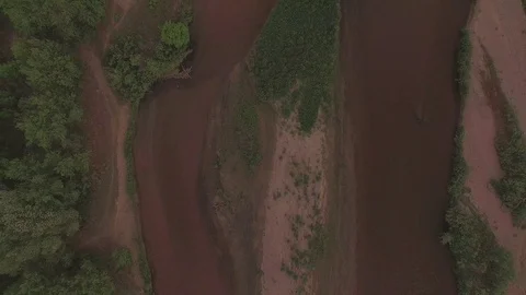 Vertical Lift Over River Stock Footage 98847494