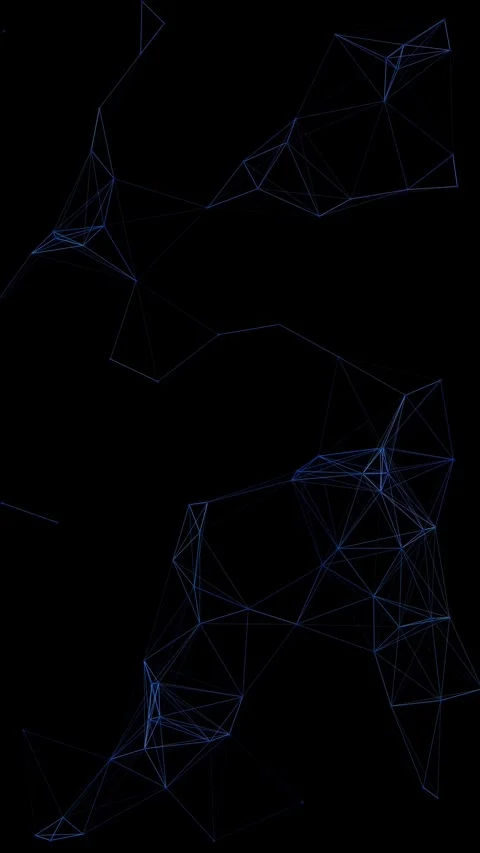 Vertical Light Blue Digital Plexus Network of Polygons and Connections Stock Footage 340609156