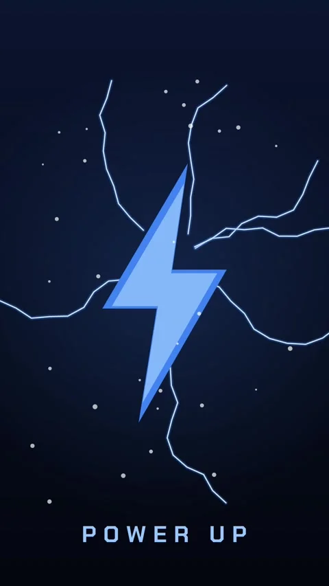 Vertical lightning bolt icon with electric crackle and sparks 库存影片 348617970