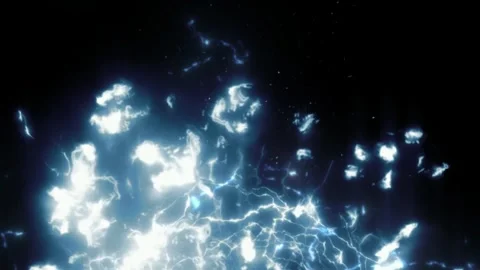 Vertical Lightning Bolts Striking Downward Against A Deep Black Background With Stock Footage 338326926
