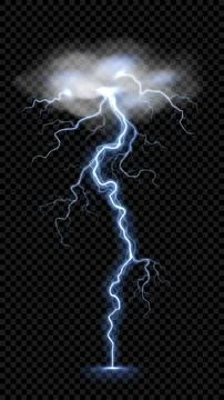 Vertical lightning strike from thundercloud Stock Illustration