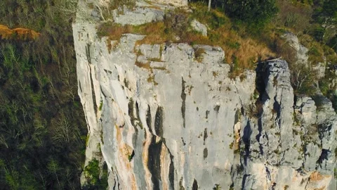 Vertical limestone rock wall in Istria aerial view Stock Footage 327071552