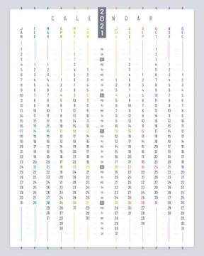 Vertical Linear Poster Calendar 2021 Design Light Version Illustrazione stock