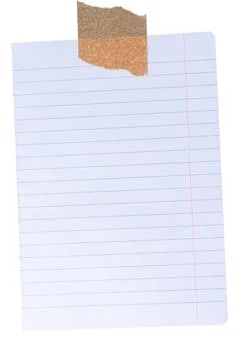 Vertical lined paper sheet taped Stock Photos