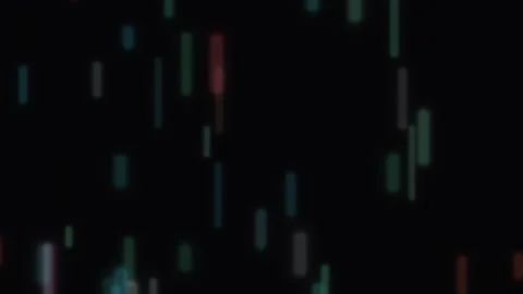 Vertical lines and dots in blue green red and white move across black Stock Footage 330561560