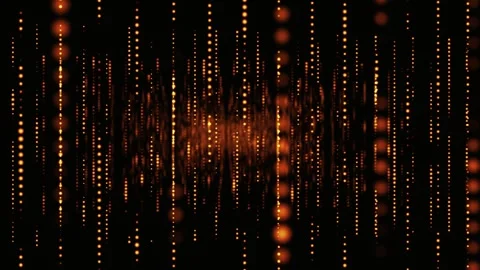 Vertical lines of bright orange dots and glare, creating the effect of digital Vídeos de archivo 310299809