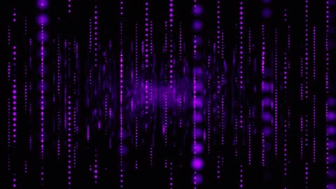 Vertical lines of bright purple dots and glare, creating the effect of digital Vídeos de archivo 310299754