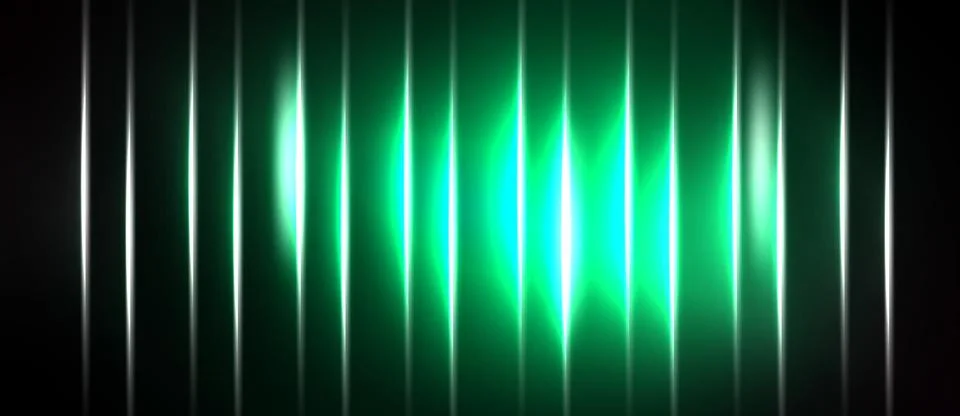 Vertical lines create glowing green waveform. Brightness varies, suggesting 스톡 일러스트