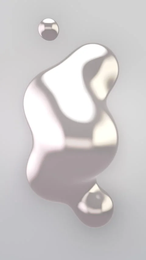 Vertical liquid chrome blobs in rose pink and gold rising, merging and diss.. Stock Footage 347168229
