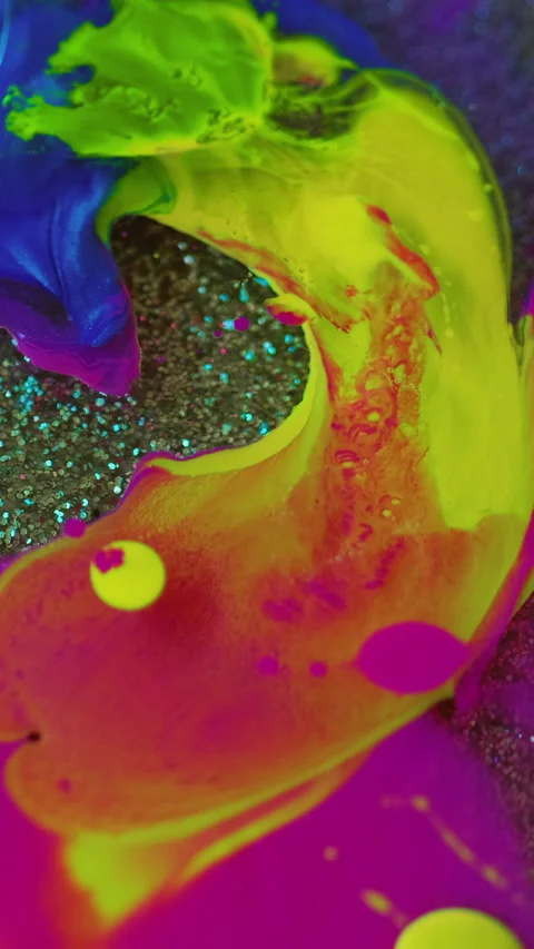 Vertical liquid glitter background colorful bubbles water Video stock 264161919
