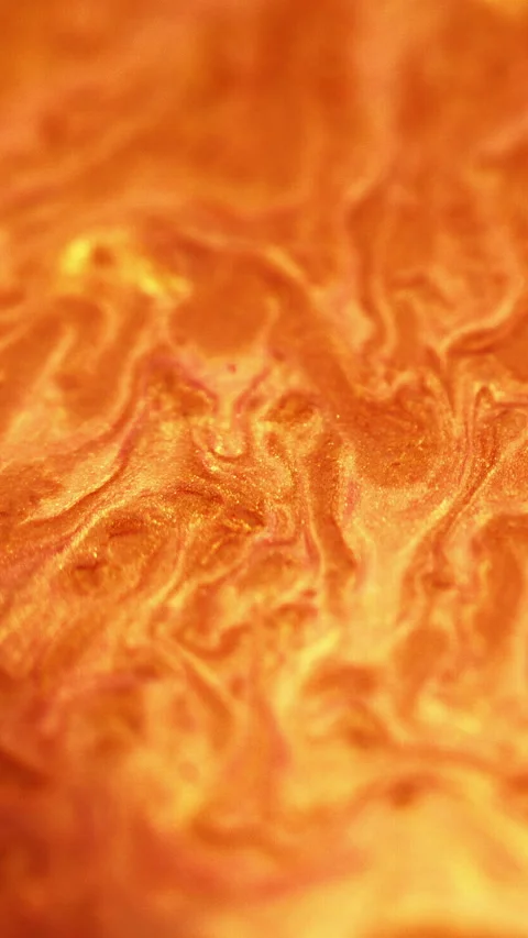 Vertical liquid sparkle acrylic paint flow golden Stock Footage 288926180