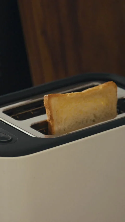 Vertical of Loading Pieces of White Bread into Toaster Stock Footage 259786507