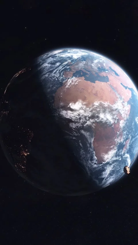 Vertical Long Shot of the Asteroid Apophis Safely Passing Earth Without Stock Footage 288438460