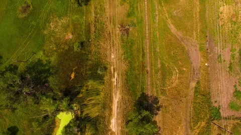 Vertical Look Down at Tracks Color Corrected Stock Footage 98959938
